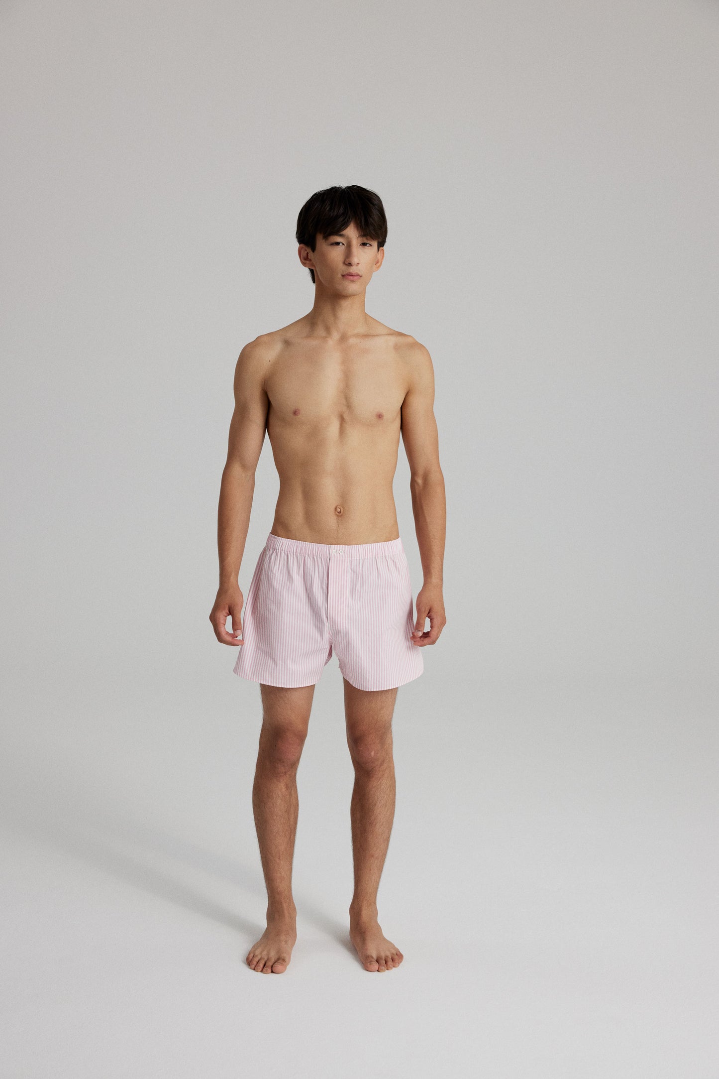 GIGI BOXER SHORTS: LIGHT PINK STRIPES