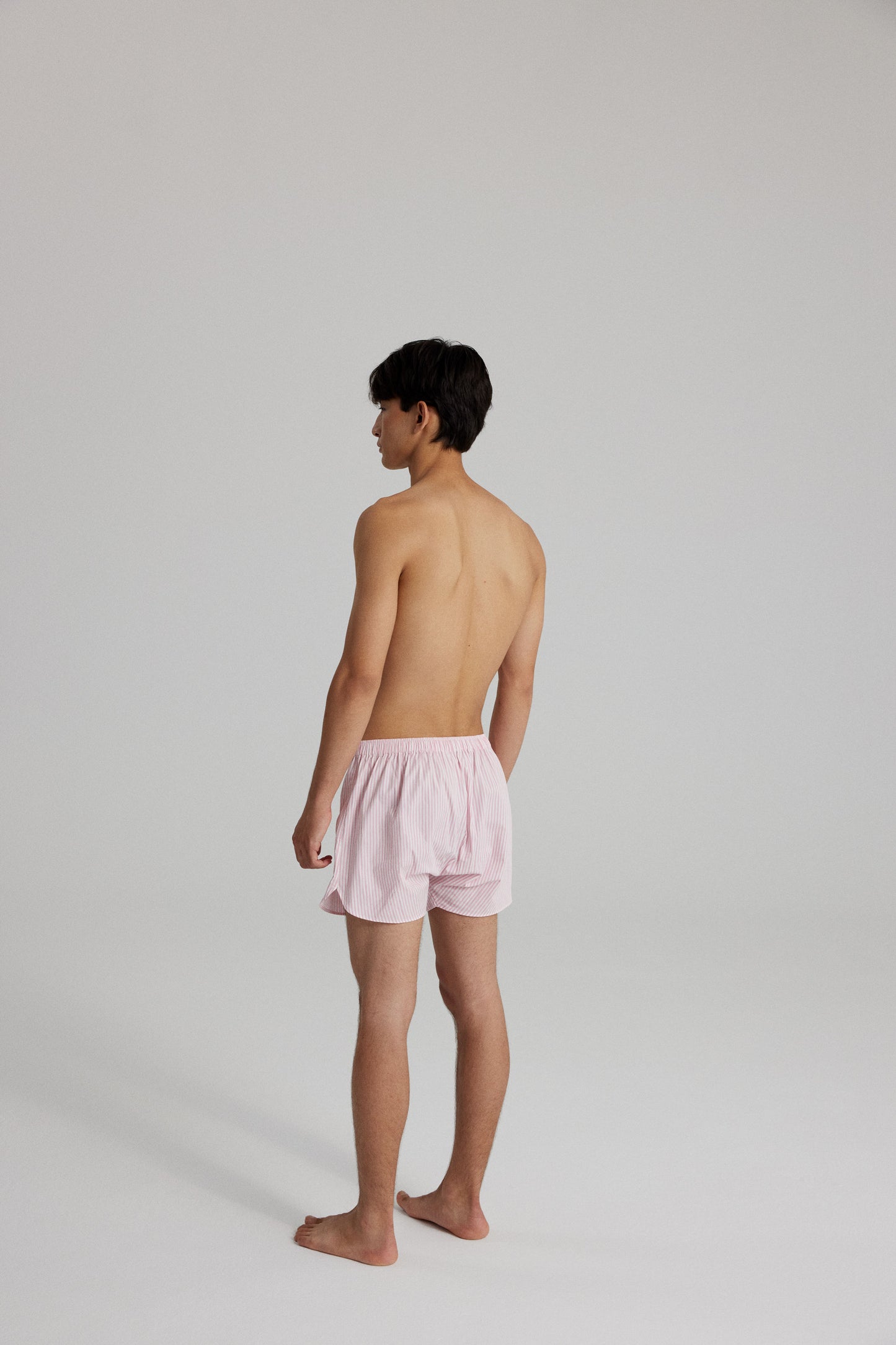 GIGI BOXER SHORTS: LIGHT PINK STRIPES